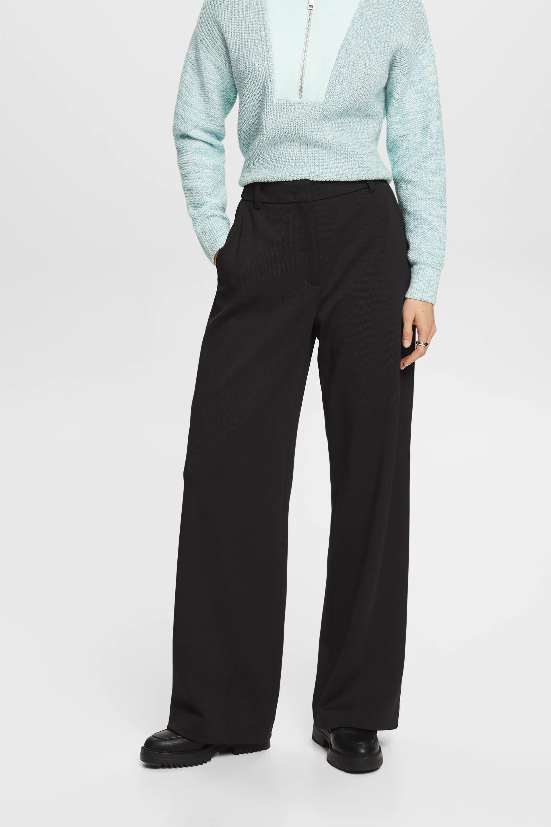 Pantaloni a gamba larga in twill ponte