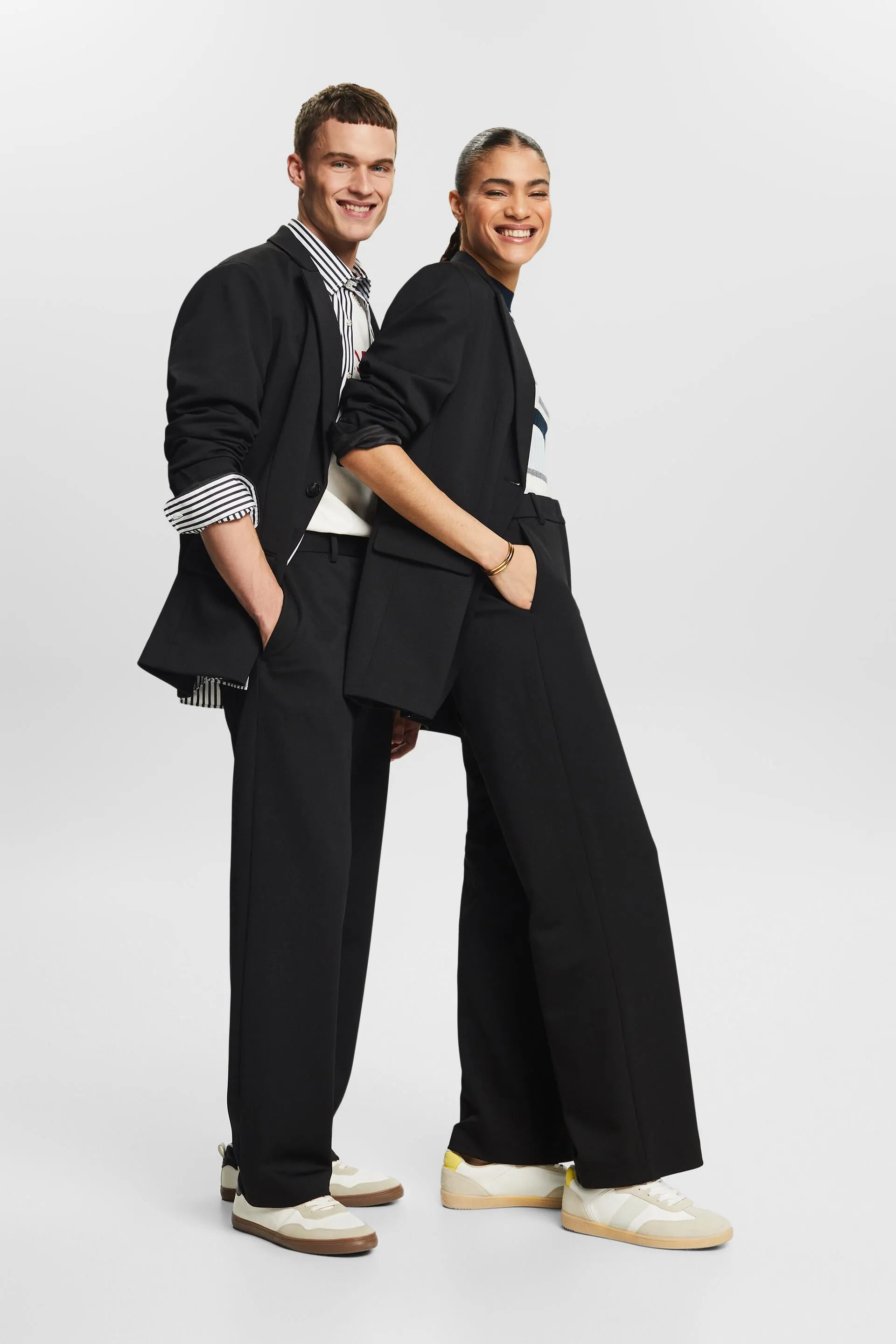 Pantaloni a gamba larga in twill ponte