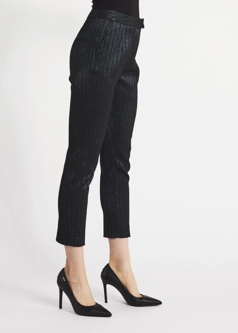 Pantaloni a sigaretta in jacquard lurex