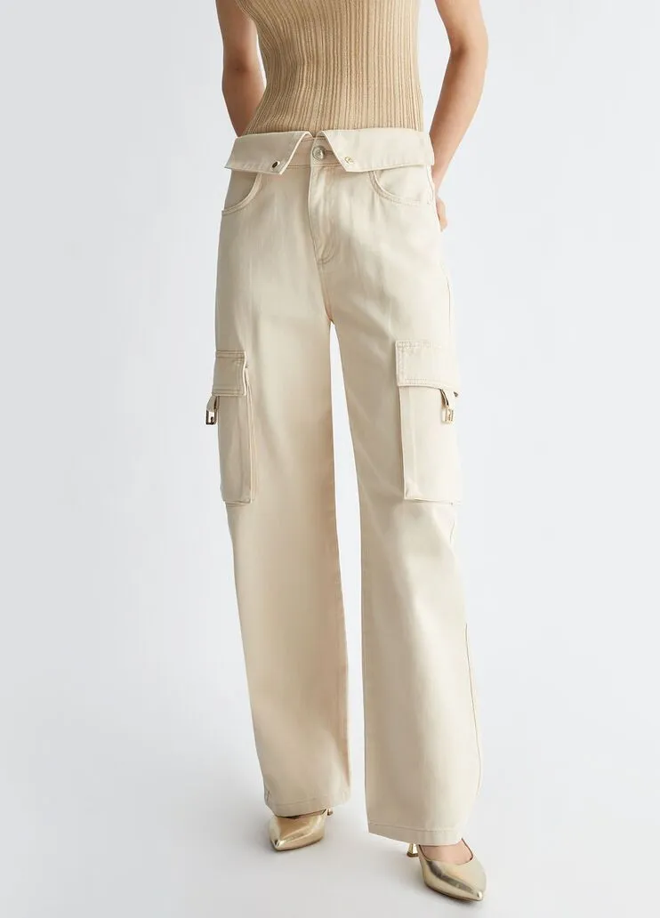 Pantaloni cargo a vita alta liu jo