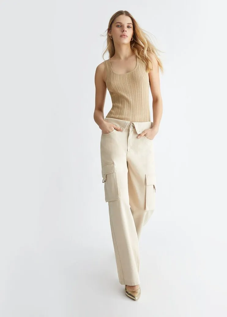 Pantaloni cargo a vita alta liu jo