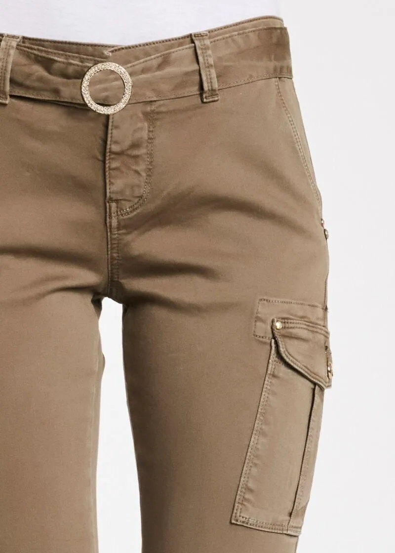 Pantaloni cargo con cintura gioiello