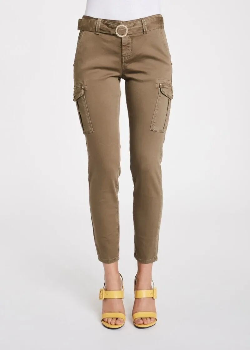 Pantaloni cargo con cintura gioiello