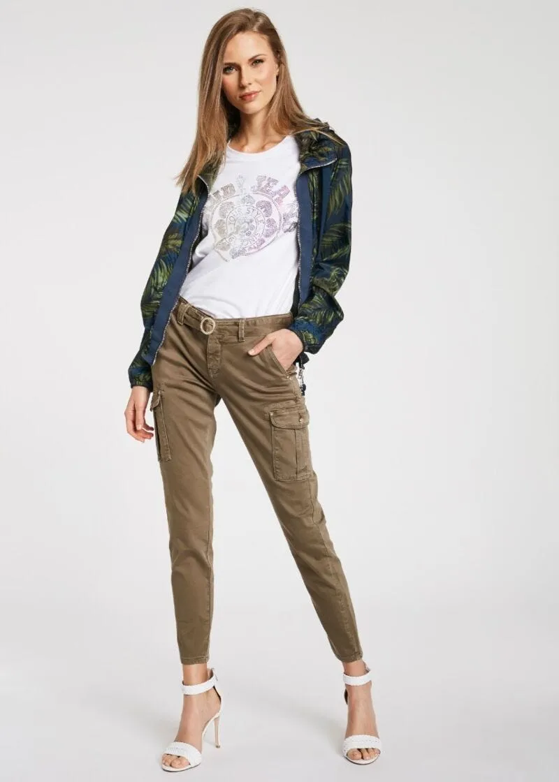 Pantaloni cargo con cintura gioiello