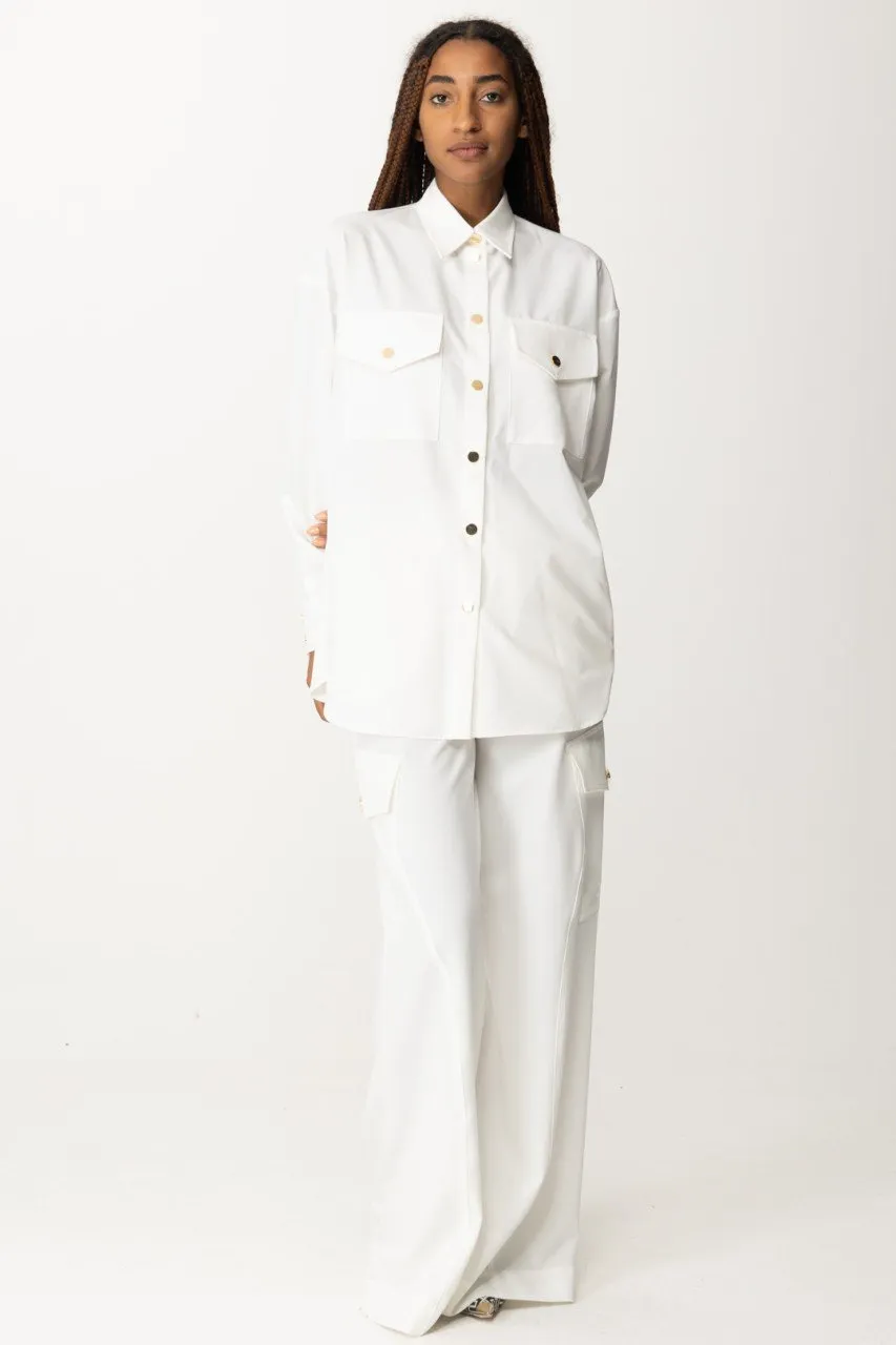 Pantaloni cargo fluidi in viscosa stretch BIANCO-BIANCANEVE