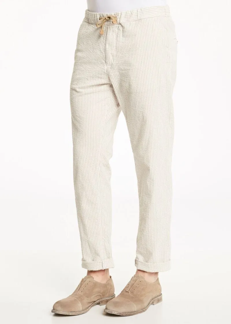 Pantaloni in cotone seersucker