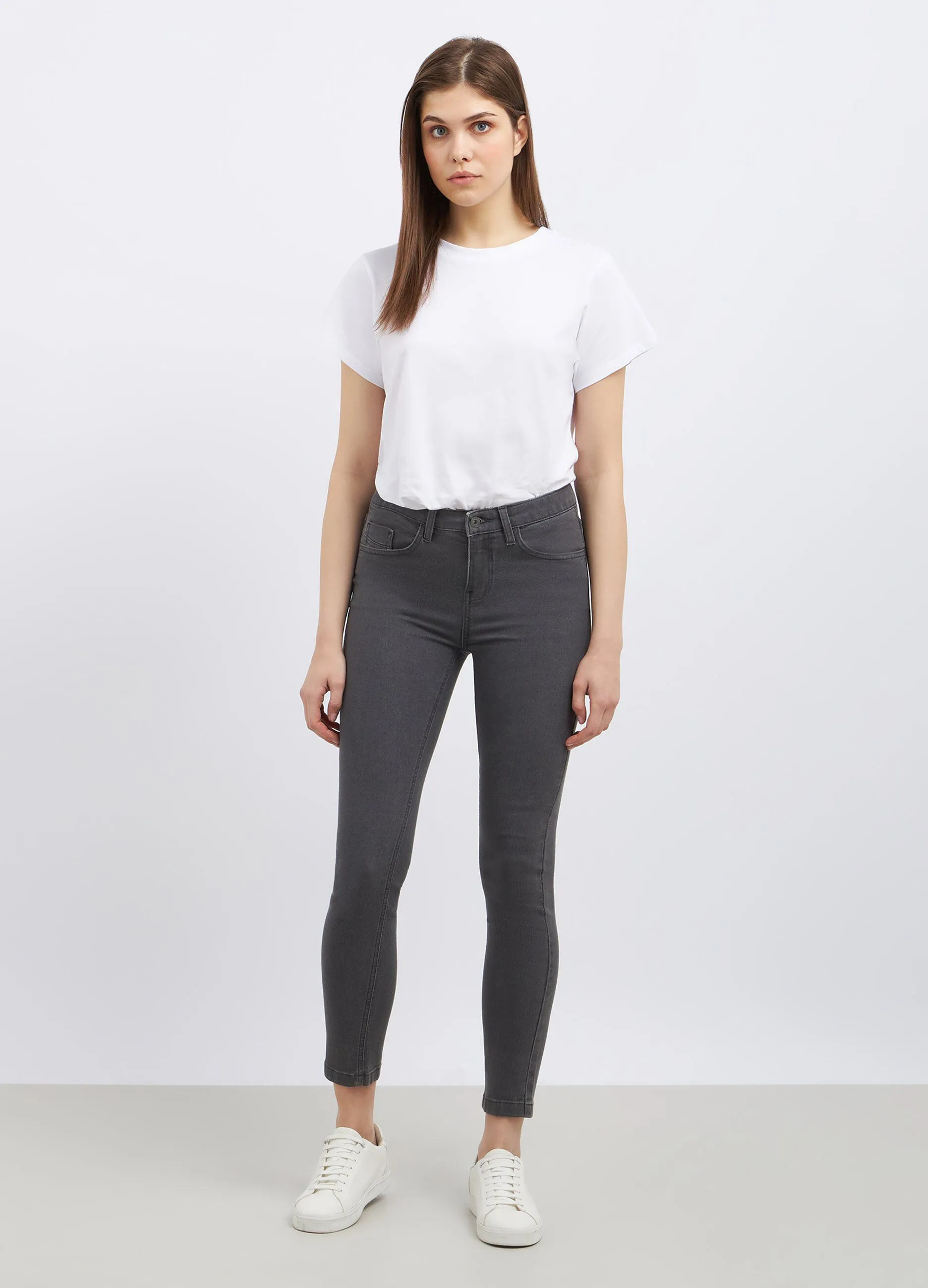 Pantaloni in denim di misto cotone donna