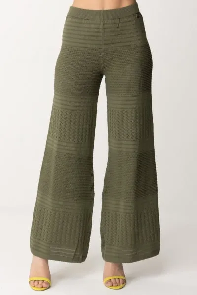 Pantaloni in maglia con mix di punti GRAY GREEN SCURO