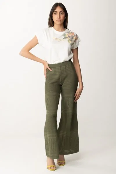 Pantaloni in maglia con mix di punti GRAY GREEN SCURO