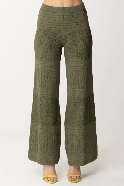 Pantaloni in maglia con mix di punti GRAY GREEN SCURO