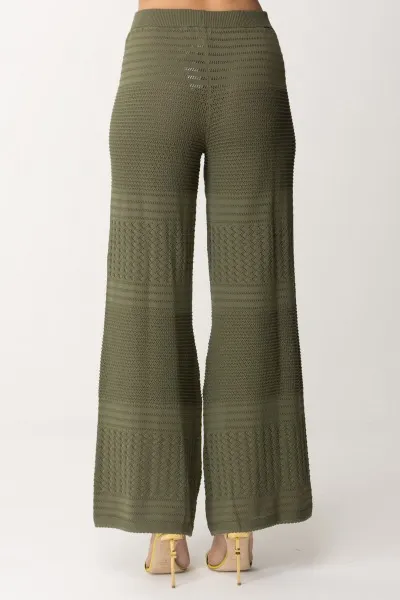 Pantaloni in maglia con mix di punti GRAY GREEN SCURO