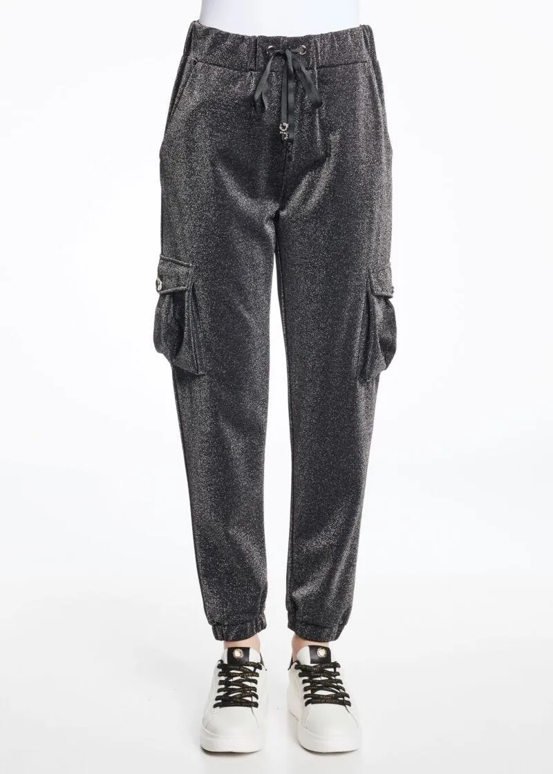Pantaloni jogging in lurex