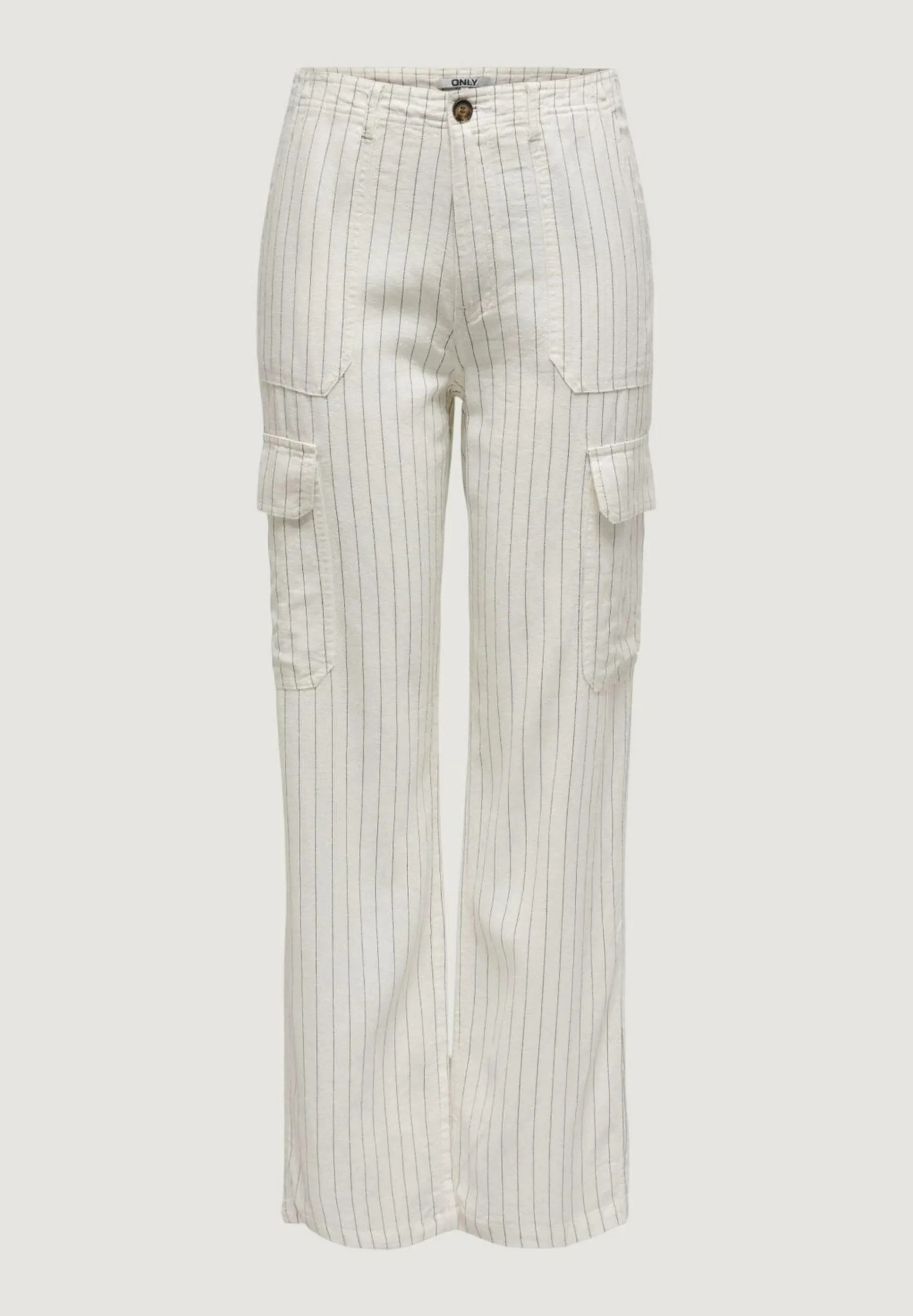 Pantaloni regular Only Onlmalfy-Caro Linen Cargo Bianco