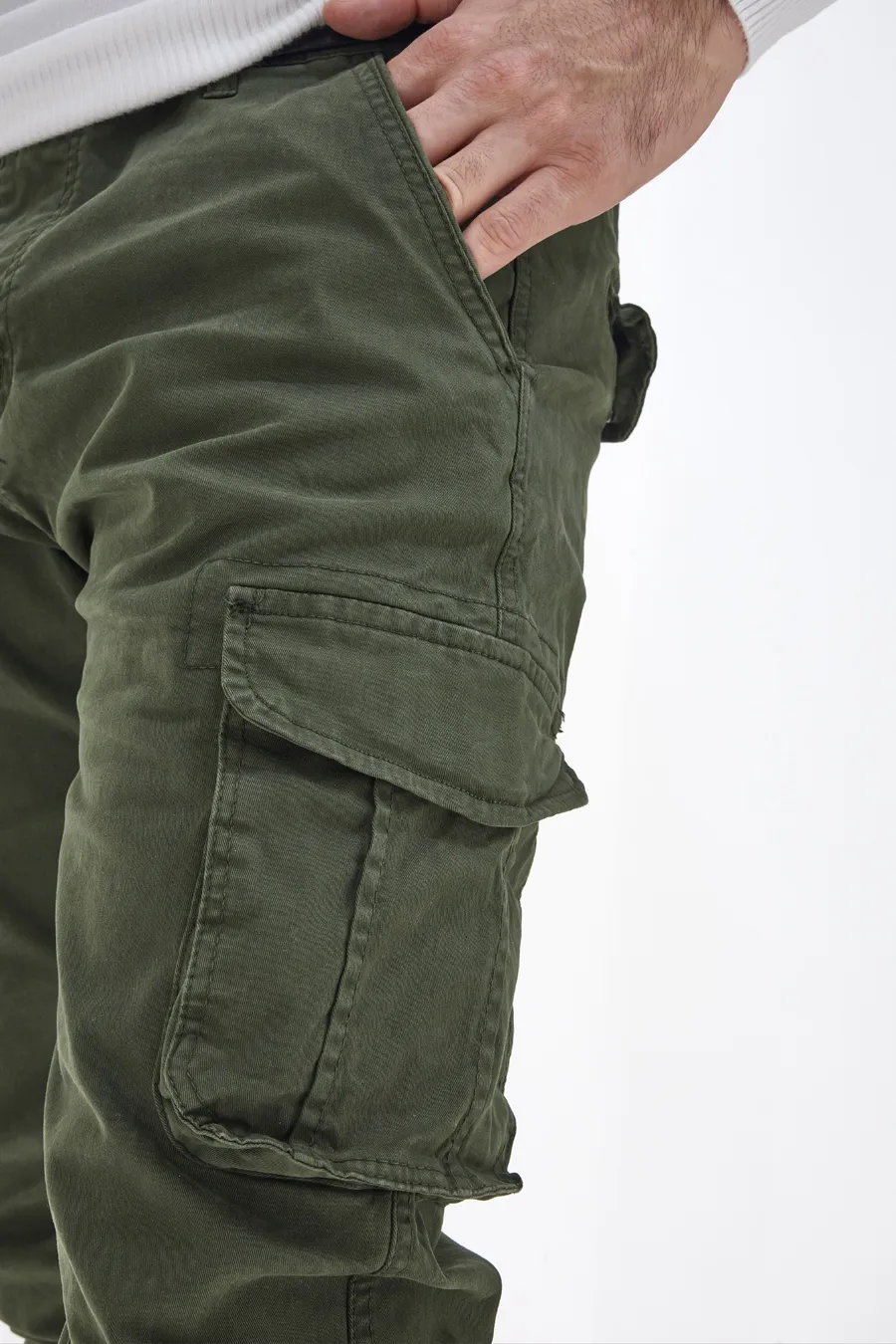 Pantaloni Verdi Militare Cargo con Polsino Boardman KA-2750-10