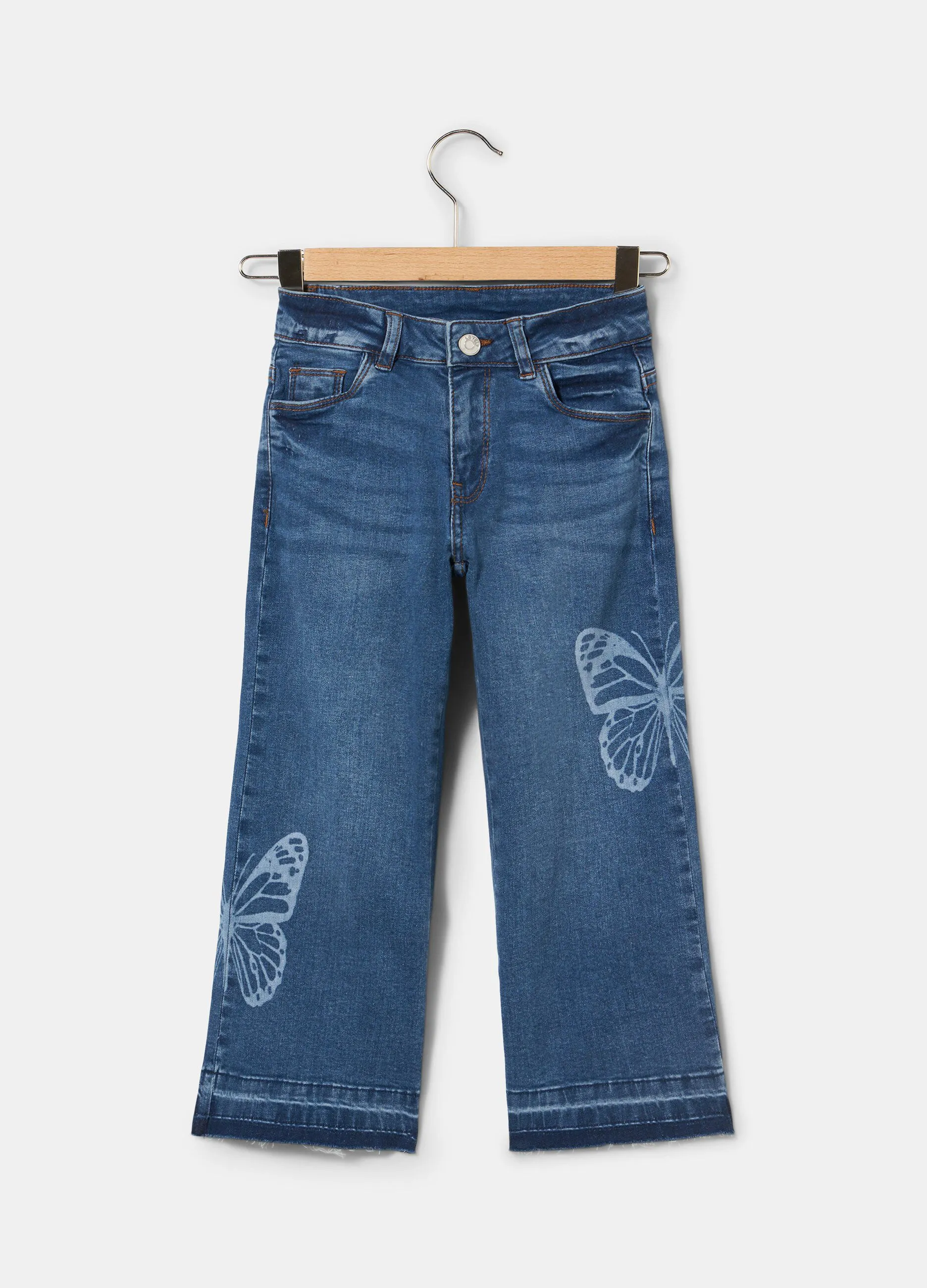 Pantaloni wide leg in denim bambina