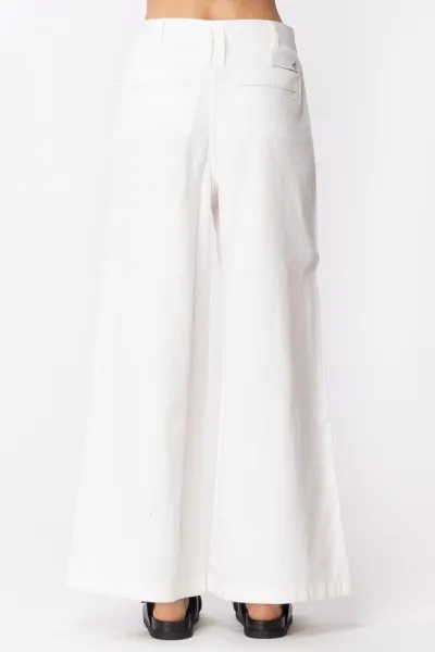 Pantaloni wide leg in denim Bianco