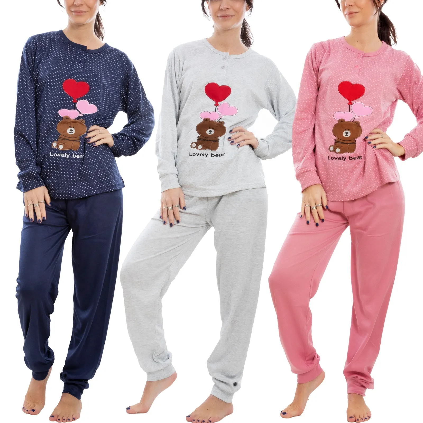 Pigiama Donna Intimo Felpato Pantaloni Be-8855