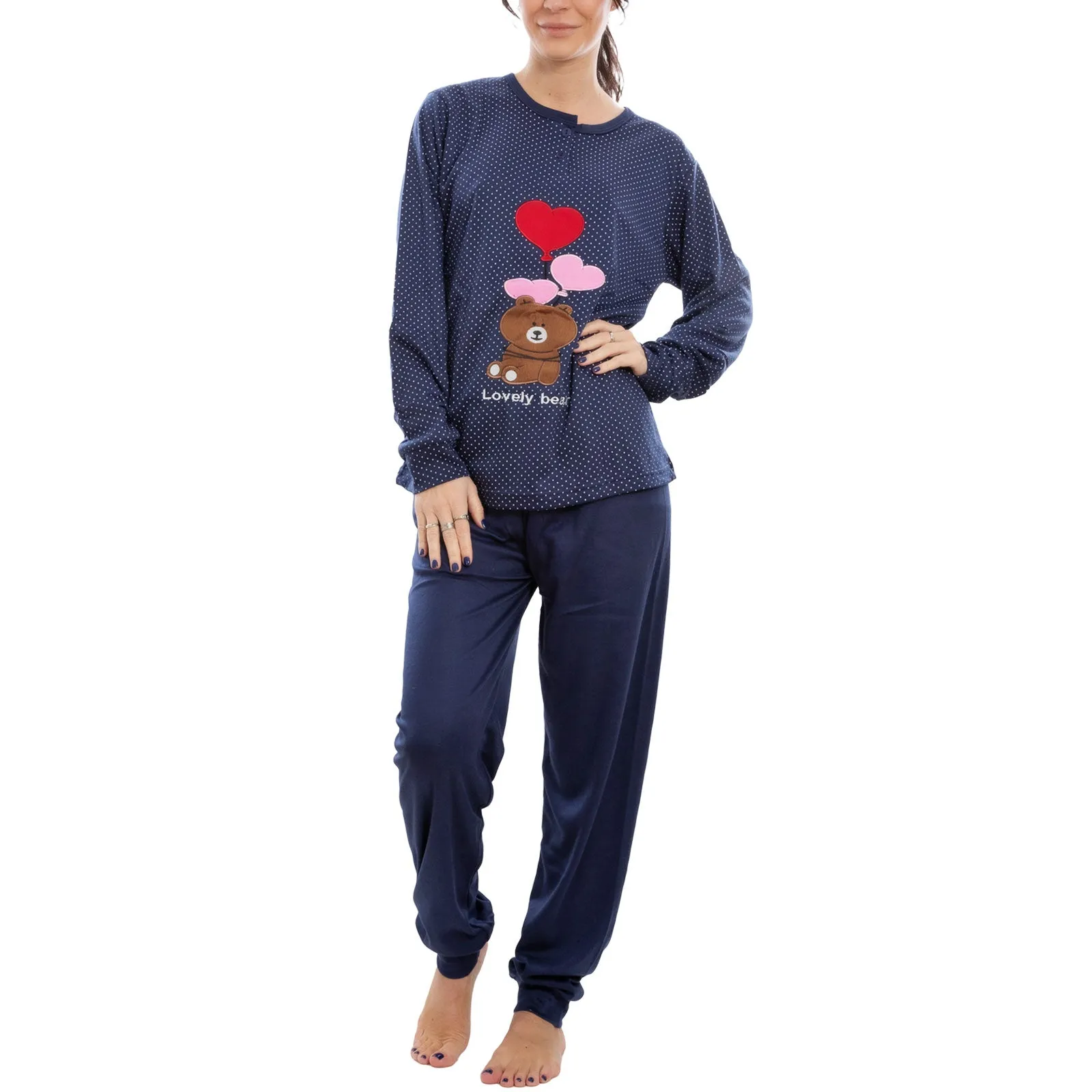 Pigiama Donna Intimo Felpato Pantaloni Be-8855