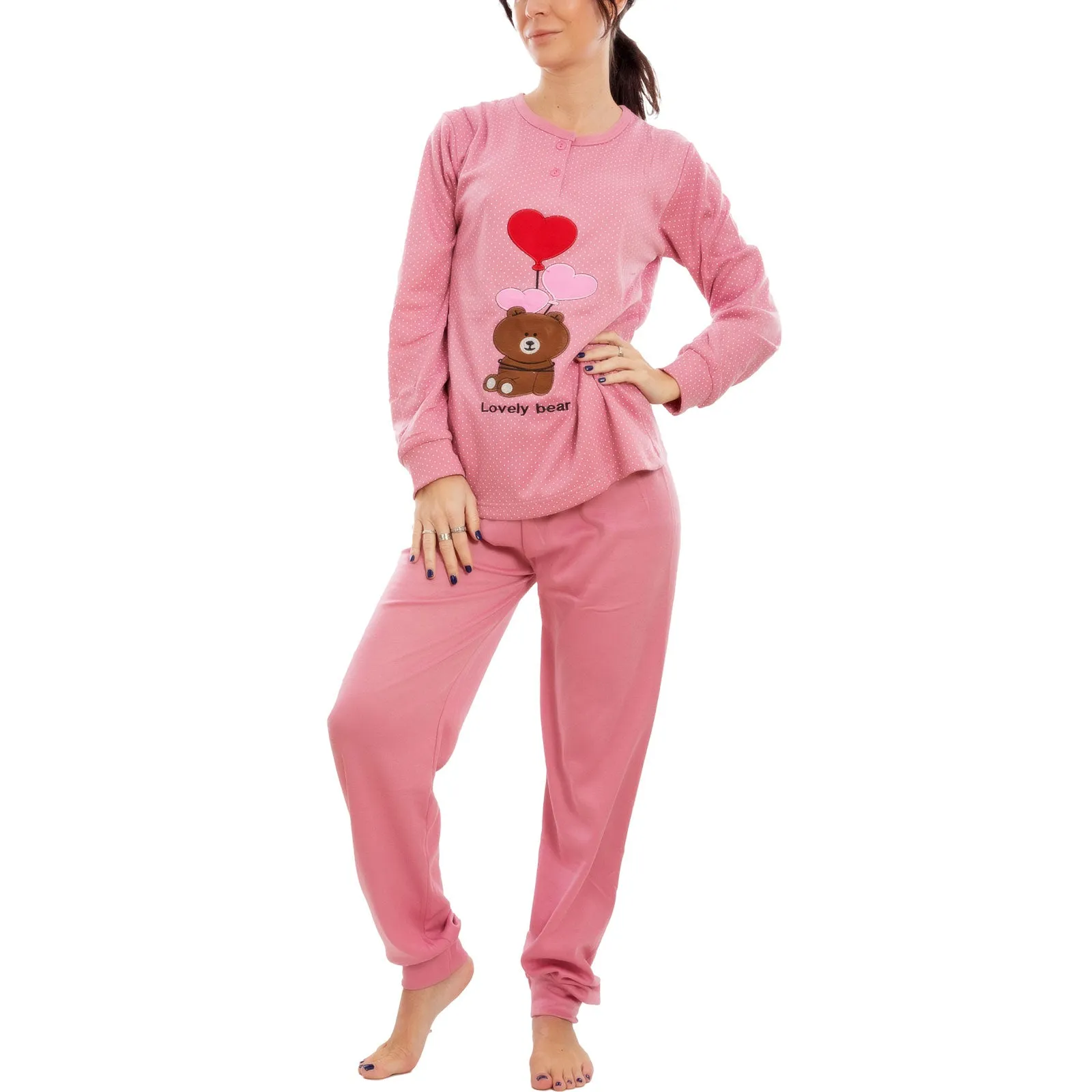 Pigiama Donna Intimo Felpato Pantaloni Be-8855