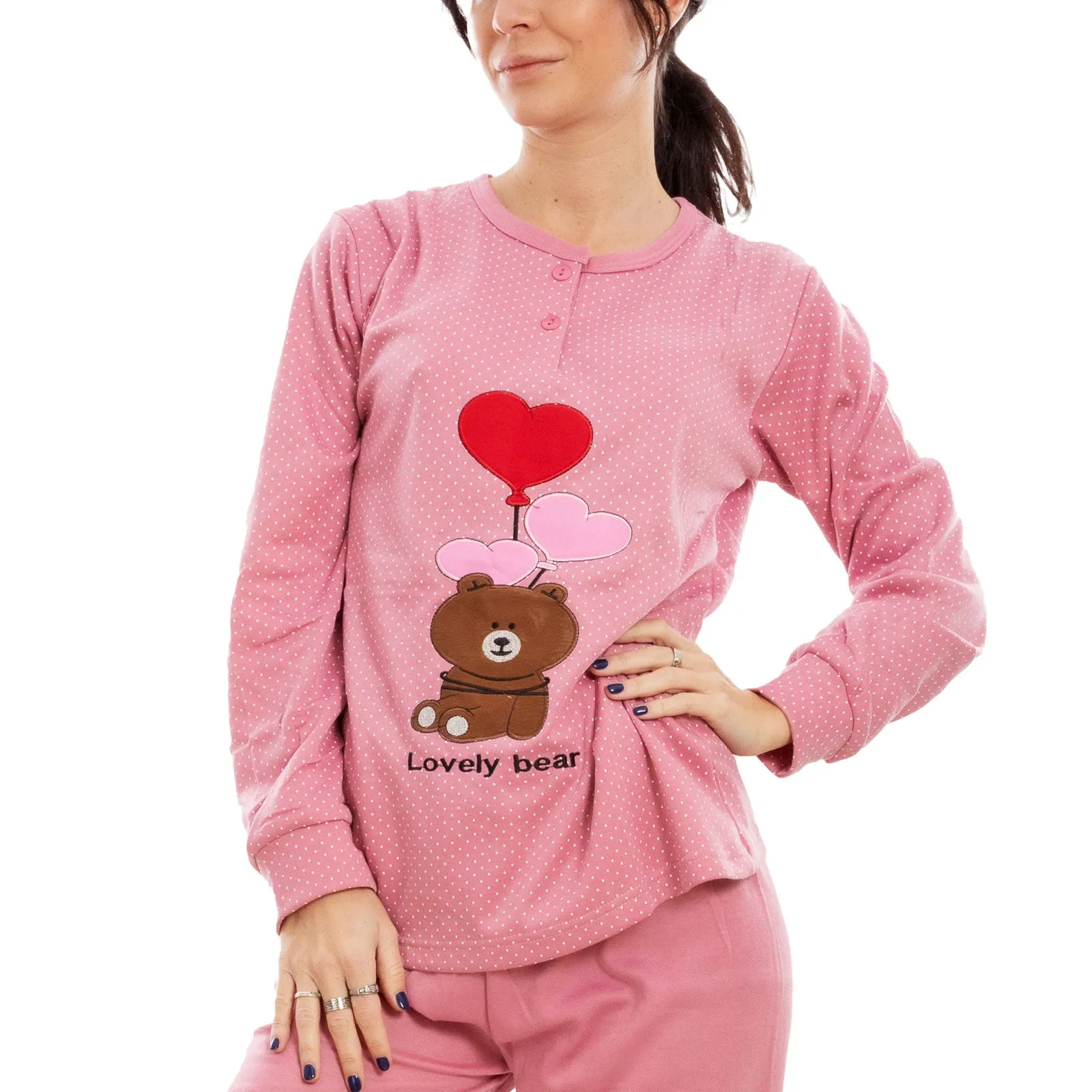 Pigiama Donna Intimo Felpato Pantaloni Be-8855