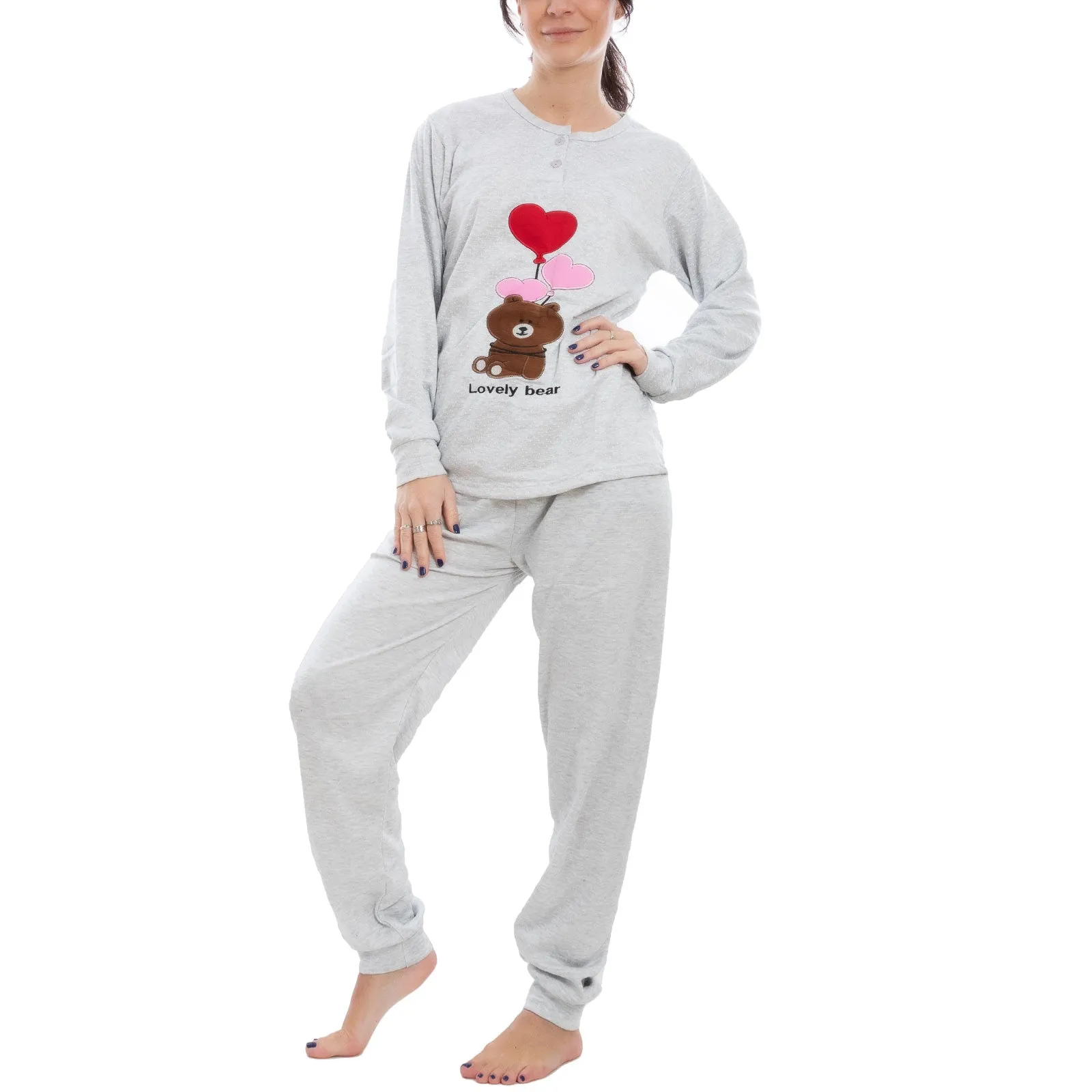 Pigiama Donna Intimo Felpato Pantaloni Be-8855