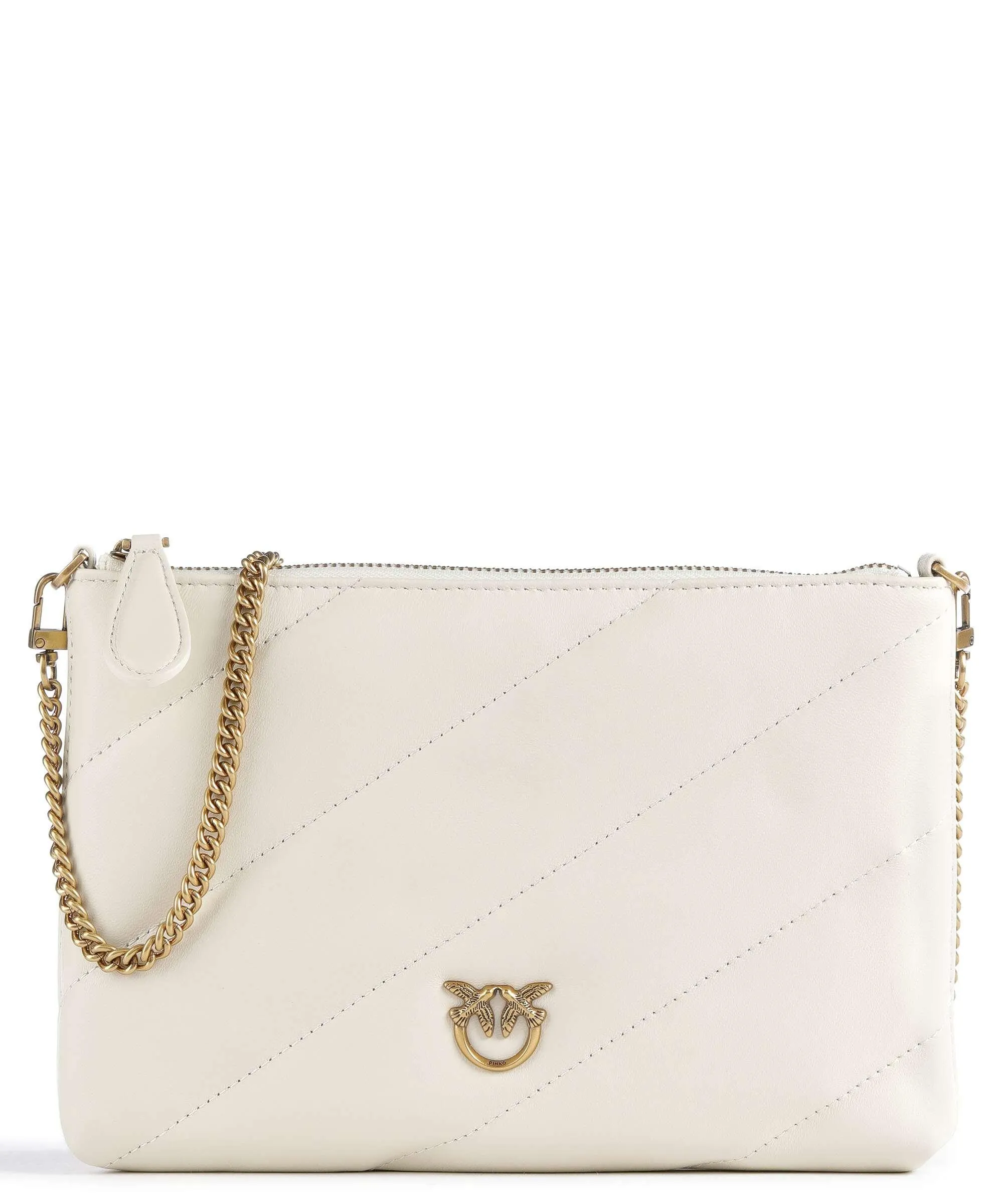 Pinko Flat Borsa a tracolla pelle di pecora avorio  