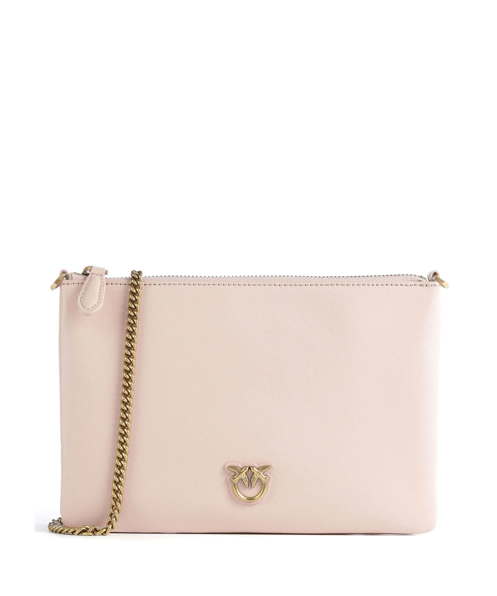  Pinko Flat Classic Borsa a tracolla pelle di vacchetta finemente grana rosa antico  