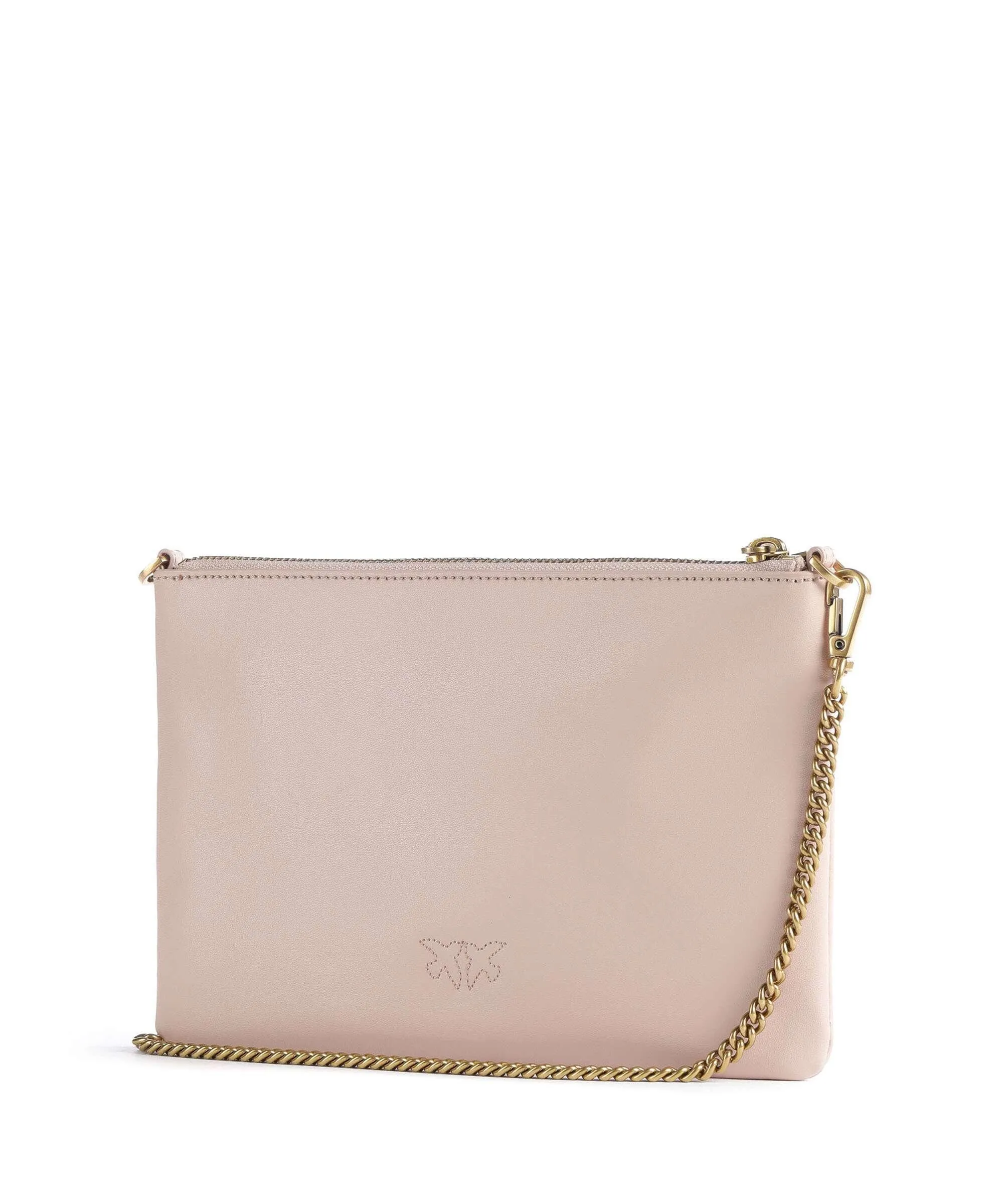  Pinko Flat Classic Borsa a tracolla pelle di vacchetta finemente grana rosa antico  