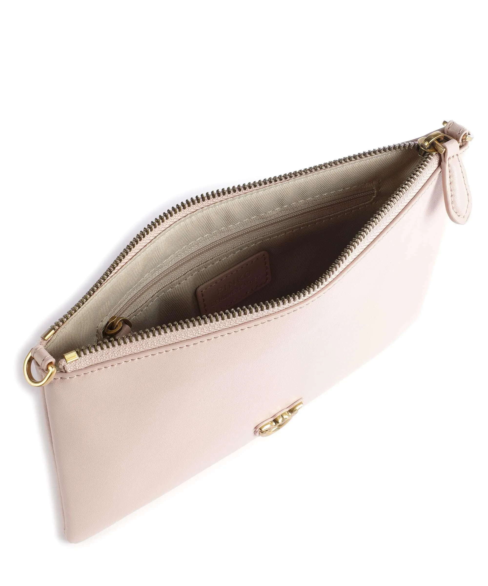  Pinko Flat Classic Borsa a tracolla pelle di vacchetta finemente grana rosa antico  