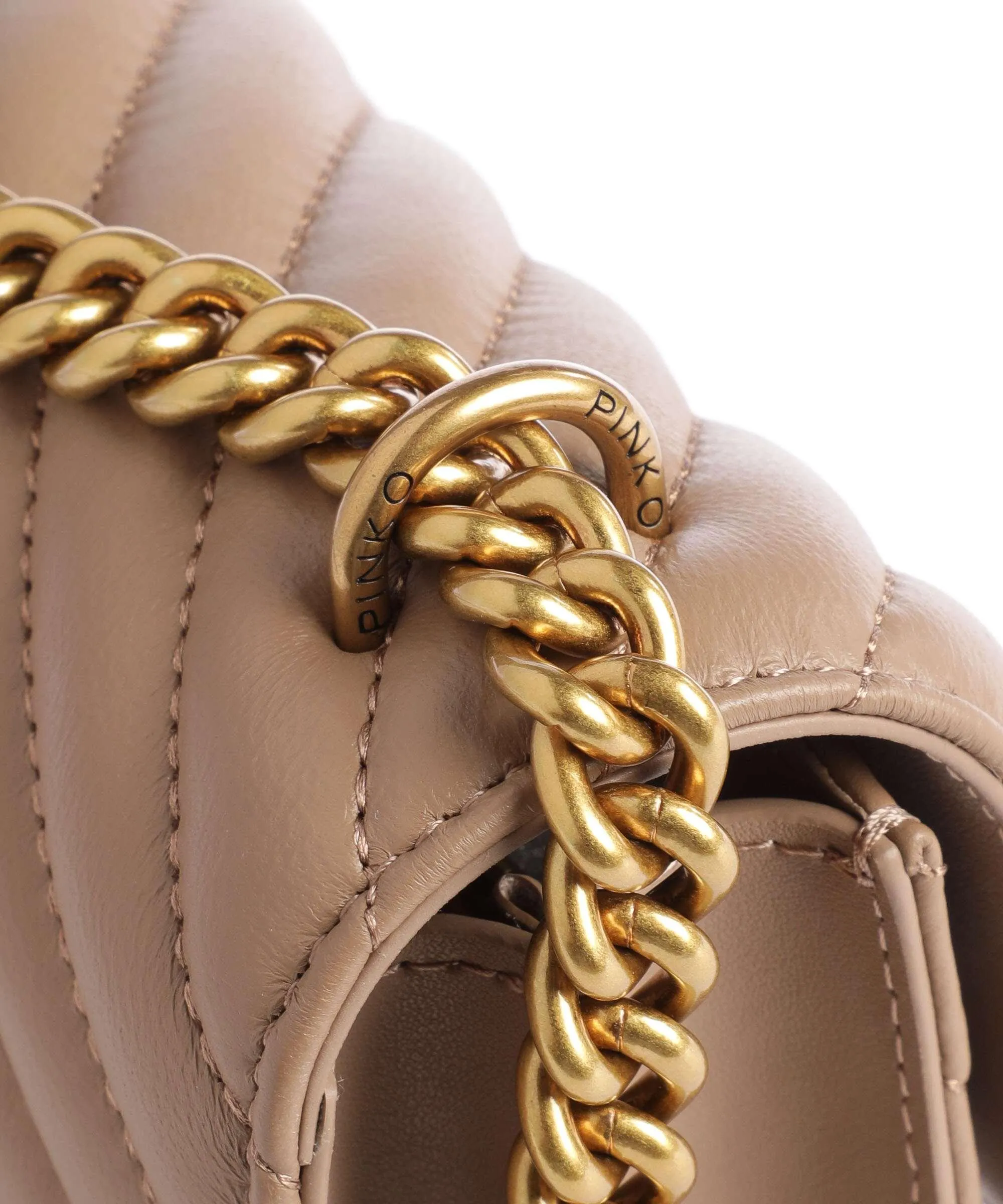  Pinko Love One Mini Borsa a spalla pelle a grana fine marrone  