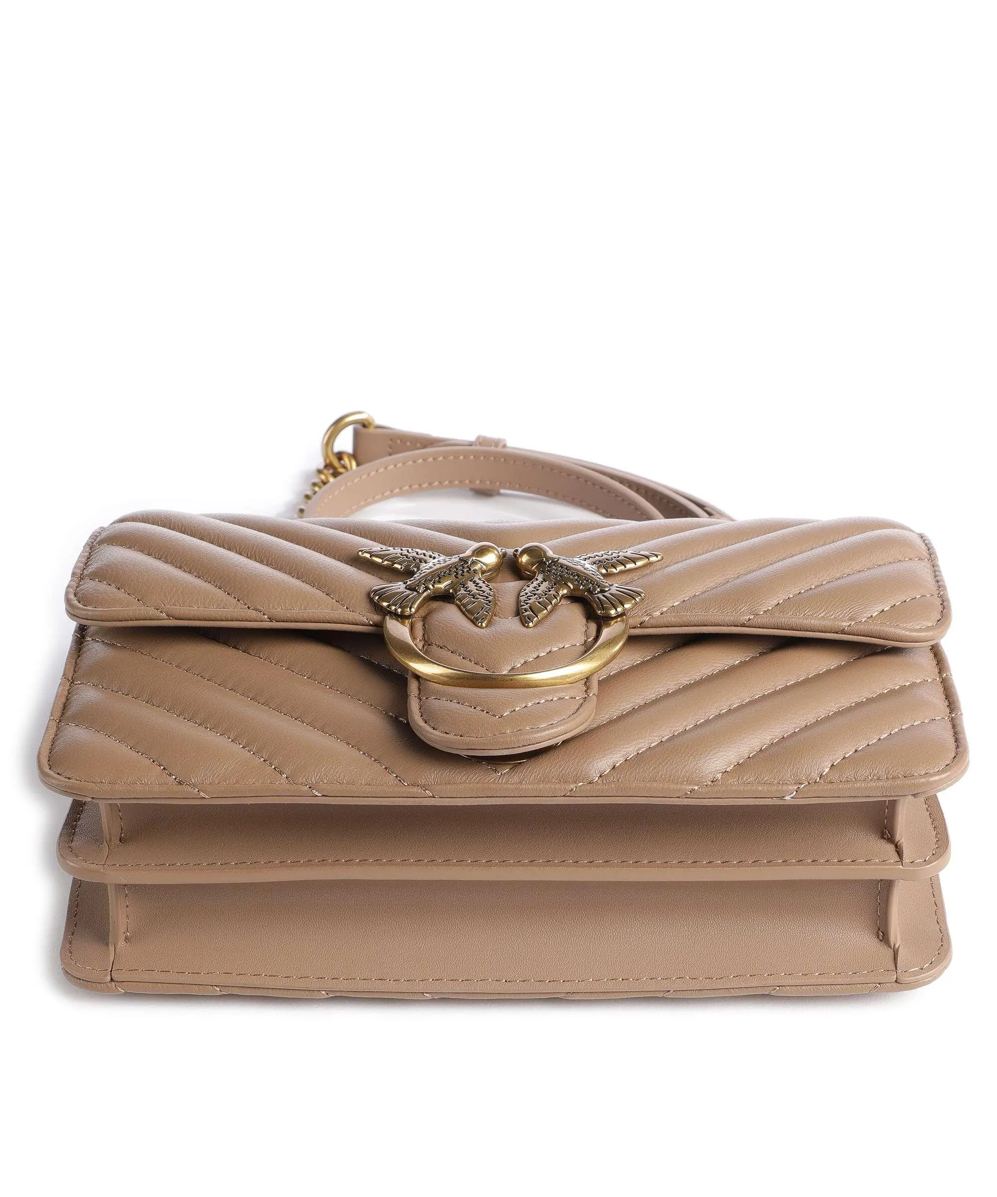  Pinko Love One Mini Borsa a spalla pelle a grana fine marrone  
