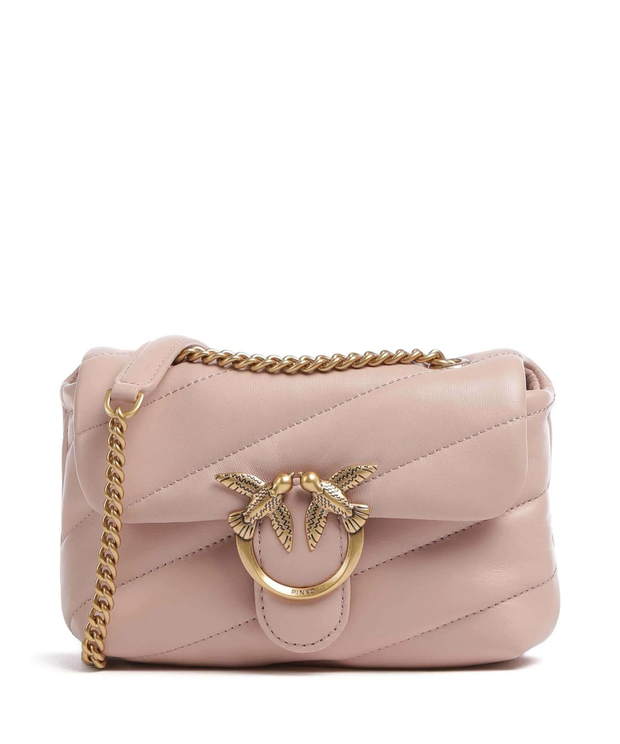  Pinko Love Puff Baby Borsa a spalla pelle di pecora rosa antico  