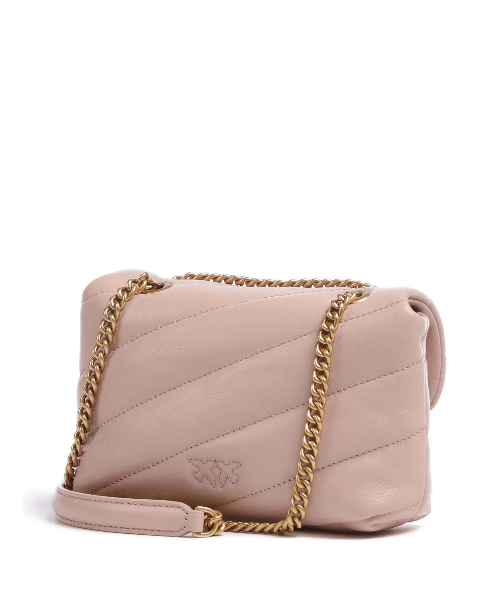  Pinko Love Puff Baby Borsa a spalla pelle di pecora rosa antico  