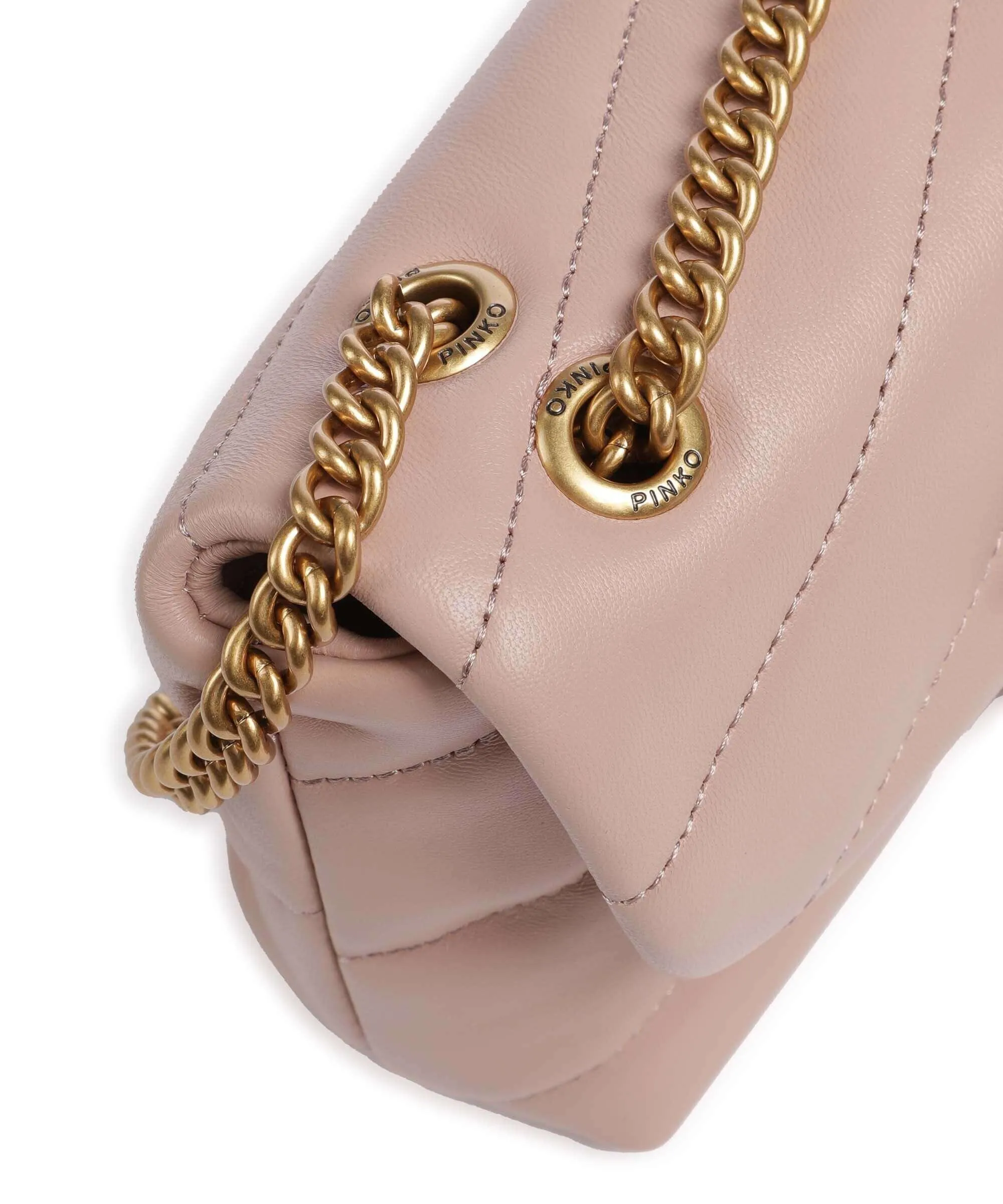  Pinko Love Puff Baby Borsa a spalla pelle di pecora rosa antico  