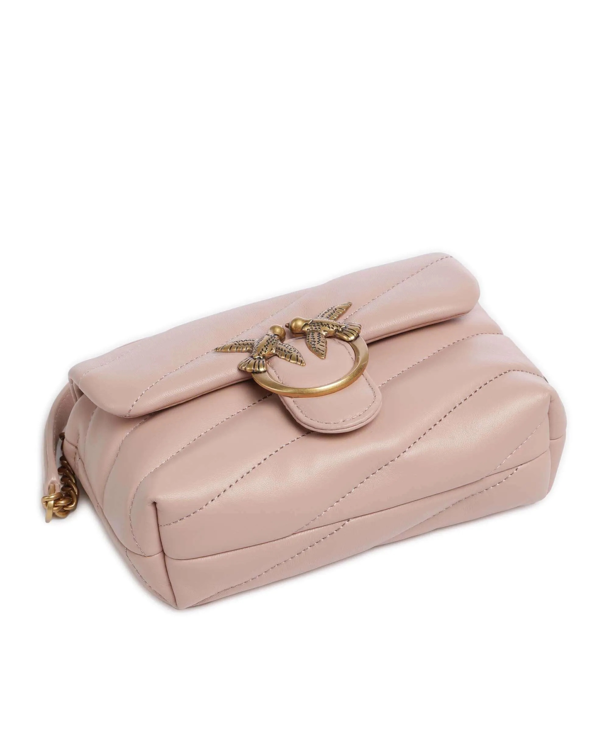  Pinko Love Puff Baby Borsa a spalla pelle di pecora rosa antico  