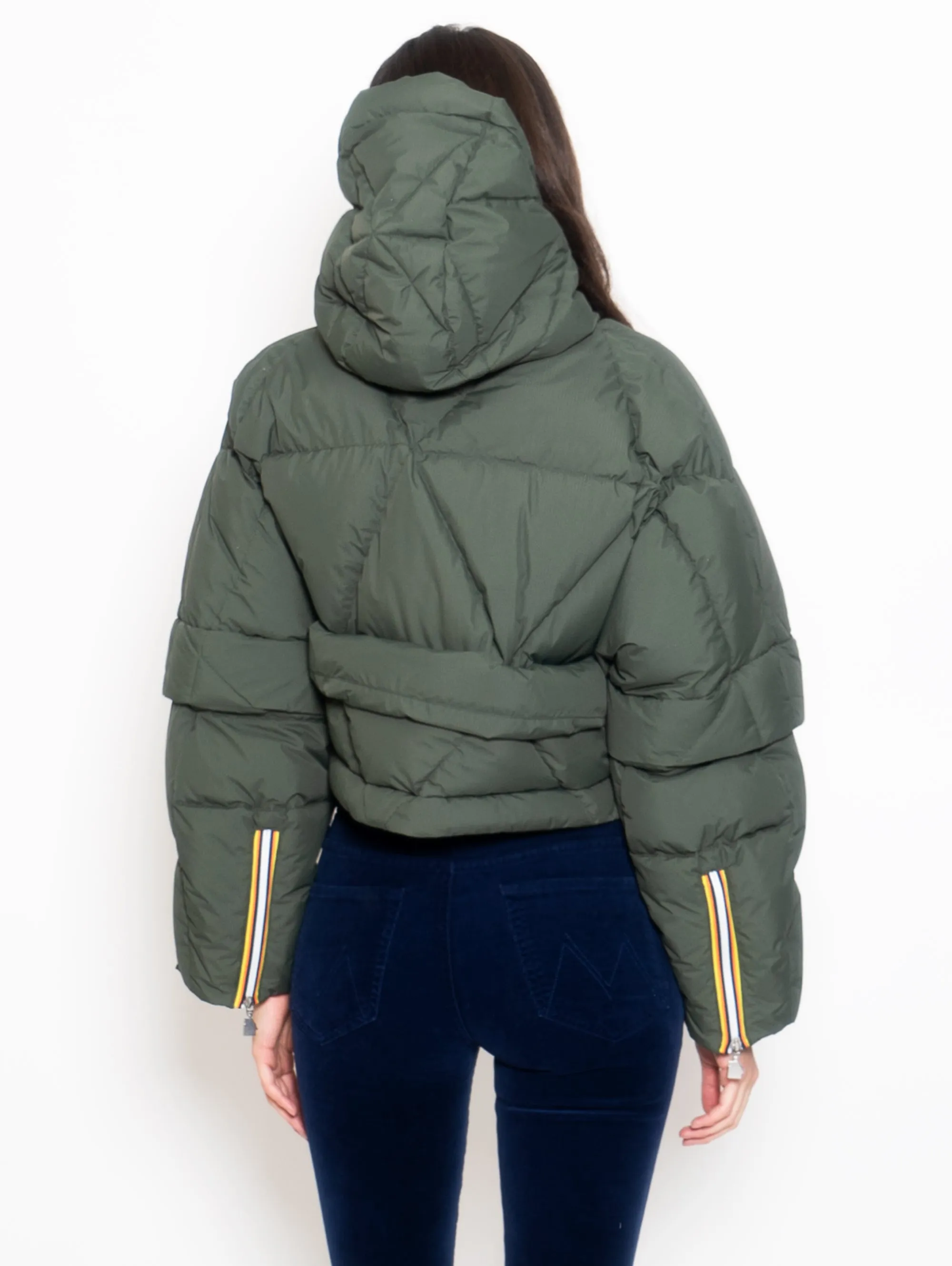 Piumino Corto in Nylon Riciclato Verde