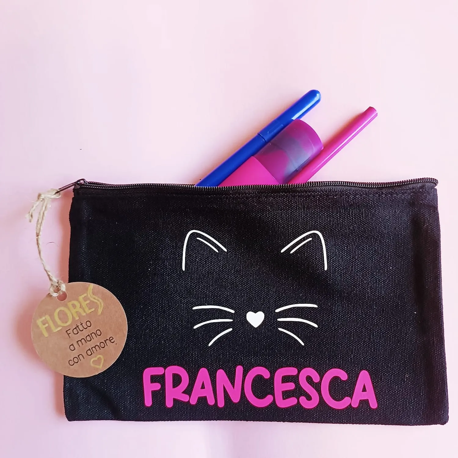 Pochette personalizzata con gatto stilizzato