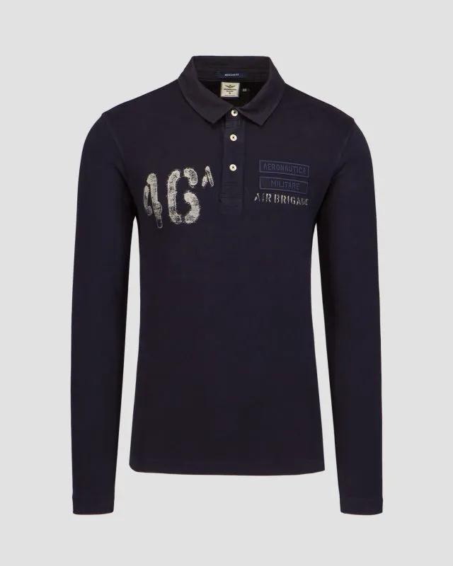 Polo a maniche lunghe da uomo Aeronautica Militare Blu