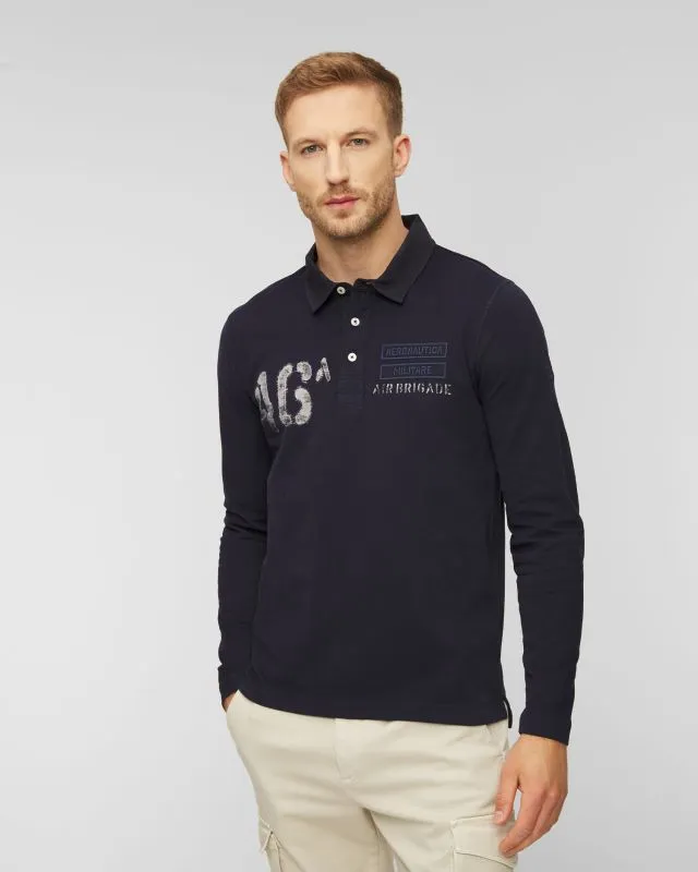 Polo a maniche lunghe da uomo Aeronautica Militare Blu