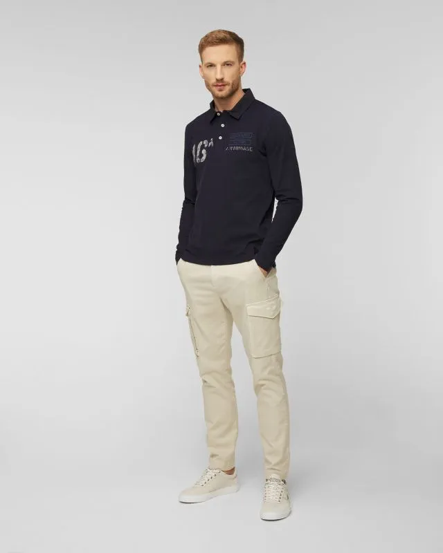 Polo a maniche lunghe da uomo Aeronautica Militare Blu
