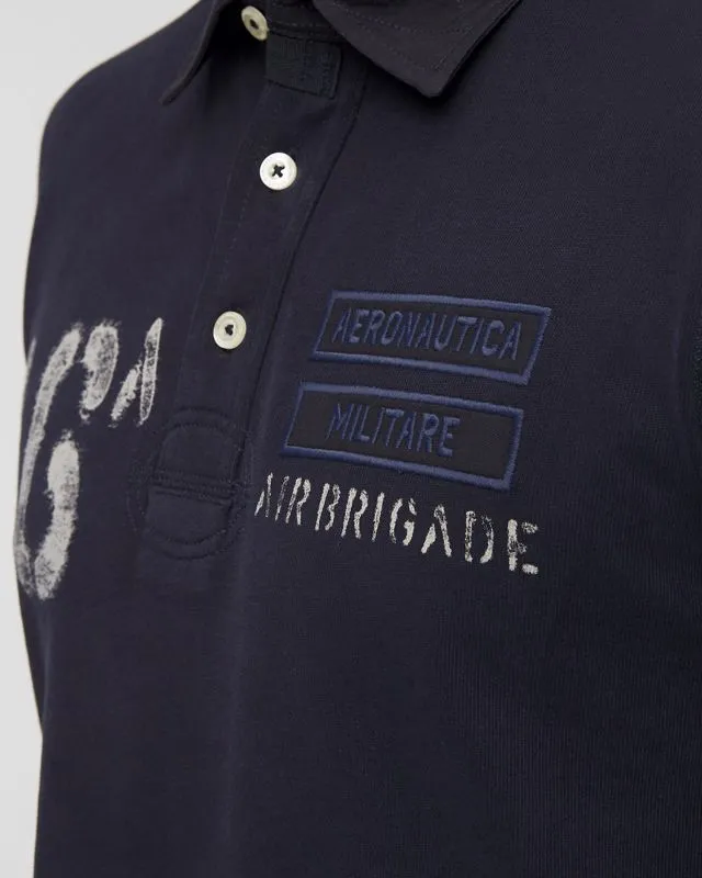 Polo a maniche lunghe da uomo Aeronautica Militare Blu