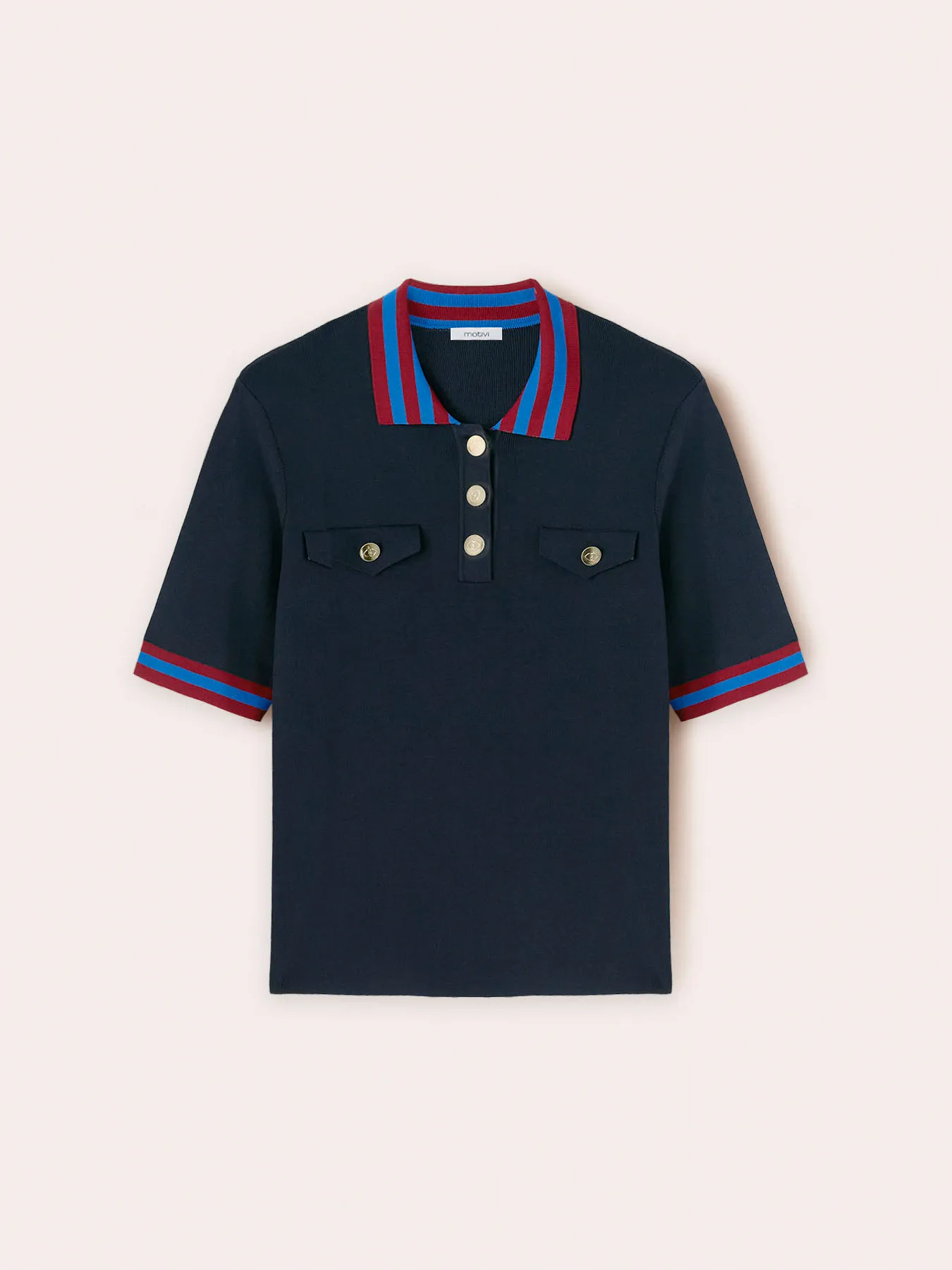 Polo in maglia con colletto a righe