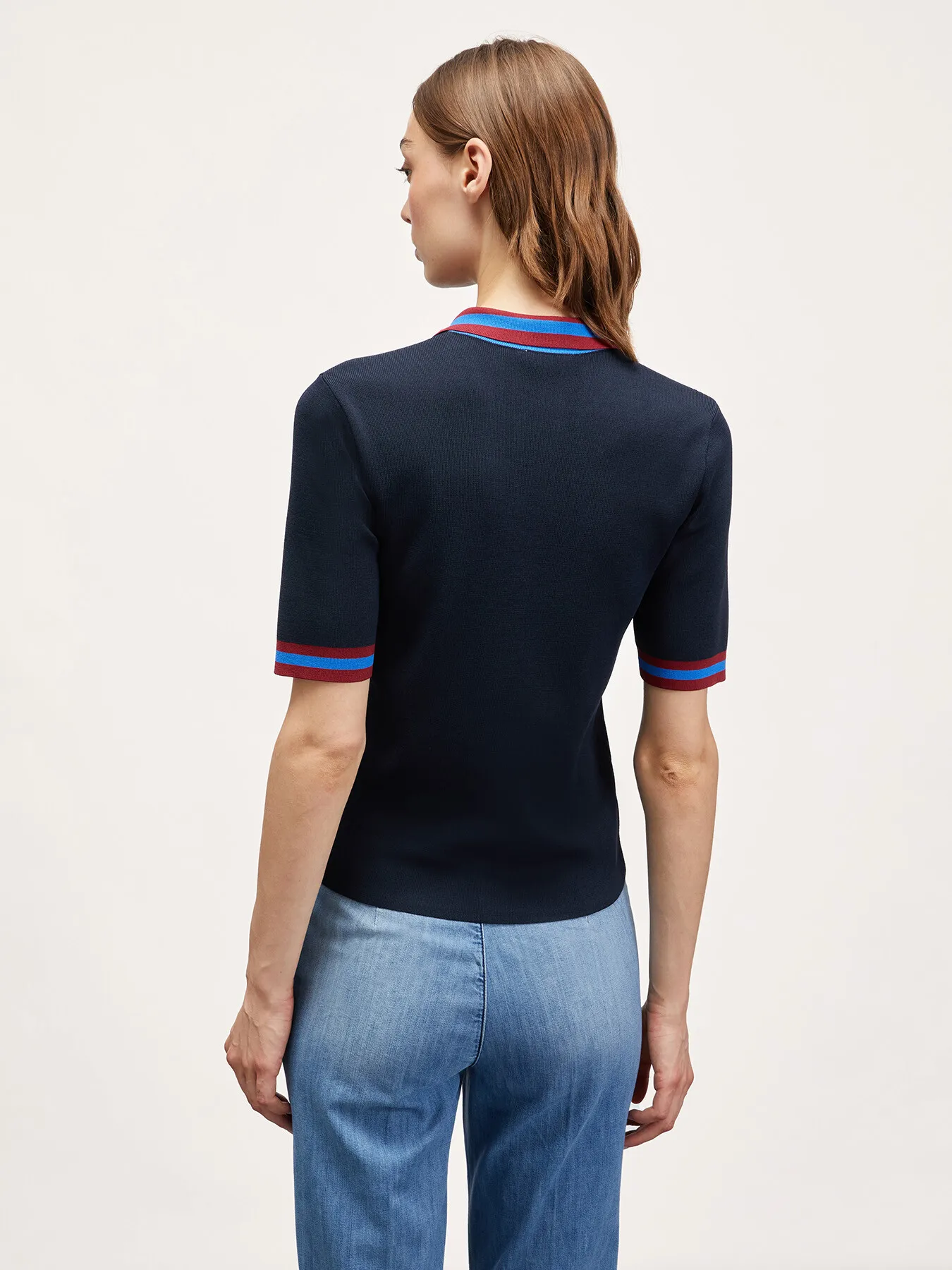 Polo in maglia con colletto a righe