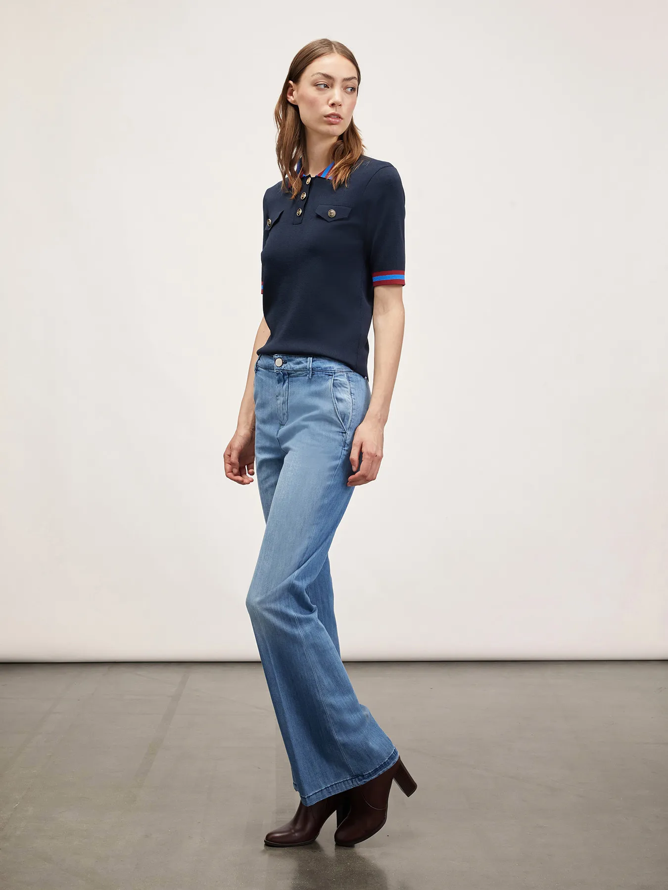Polo in maglia con colletto a righe
