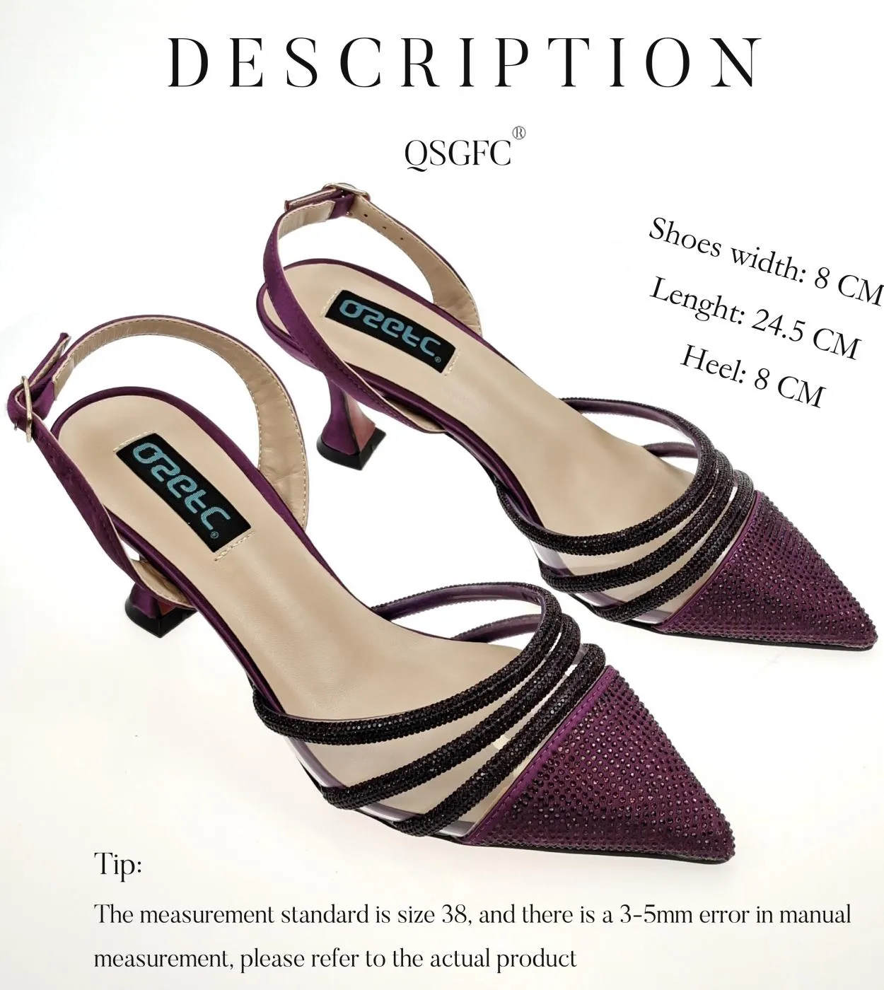Qsgfc Nigeria Nuove Décolleté a Spillo con Paillettes a Punta D Viola Scarpe da Donna e Décolleté per Borse da Sposa