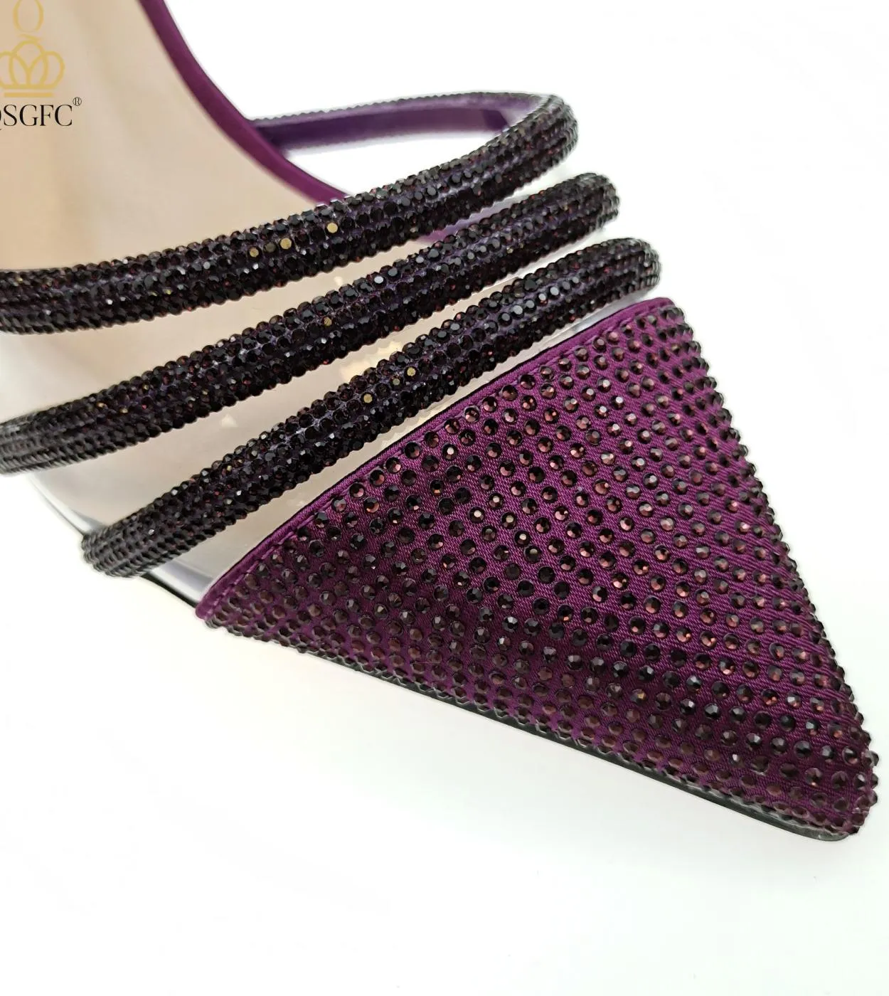 Qsgfc Nigeria Nuove Décolleté a Spillo con Paillettes a Punta D Viola Scarpe da Donna e Décolleté per Borse da Sposa