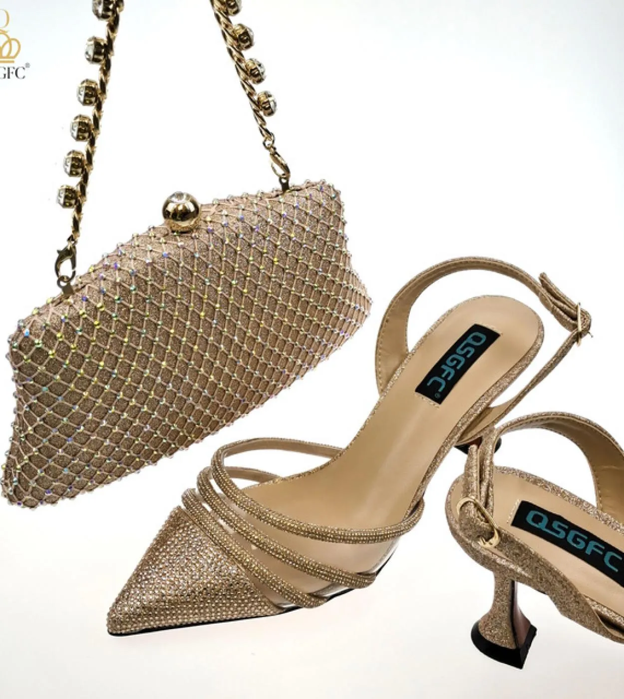 Qsgfc Nigeria Nuove Décolleté a Spillo con Paillettes a Punta D Viola Scarpe da Donna e Décolleté per Borse da Sposa