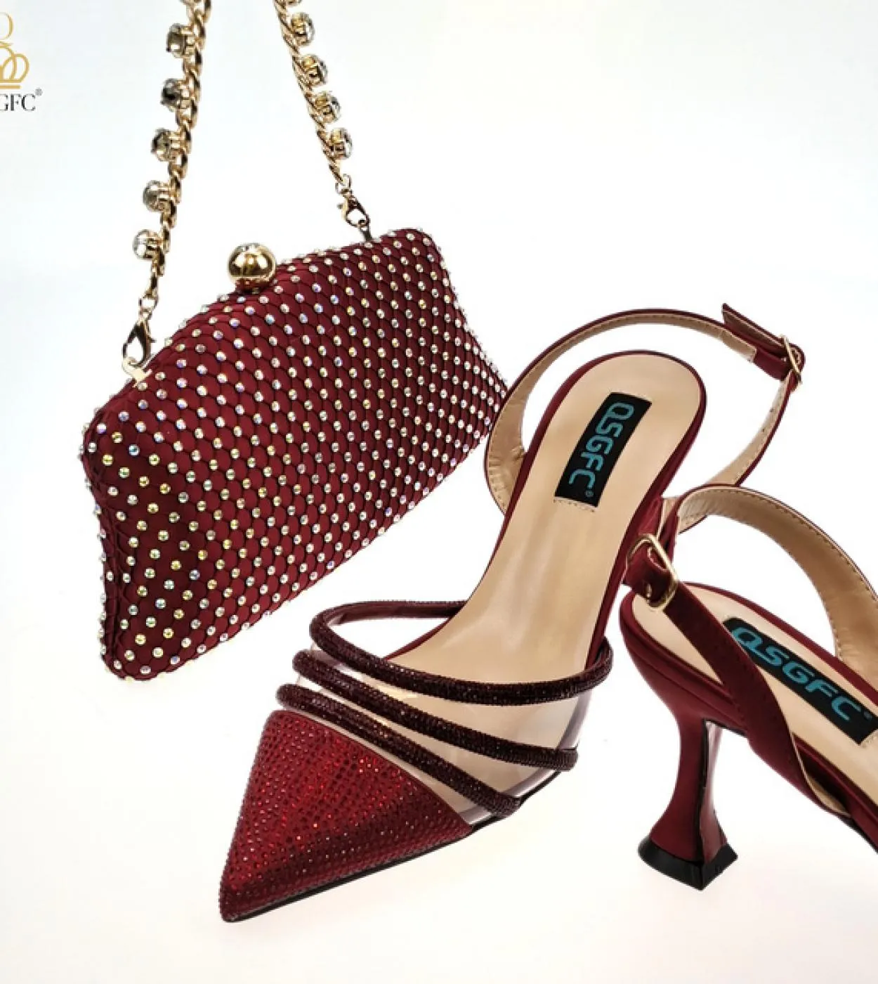 Qsgfc Nigeria Nuove Décolleté a Spillo con Paillettes a Punta D Viola Scarpe da Donna e Décolleté per Borse da Sposa