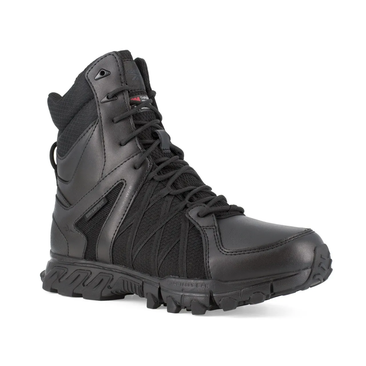 Reebok Trailgrip Tactical 8'', stivale isolante impermeabile da uomo nero con cerniera laterale