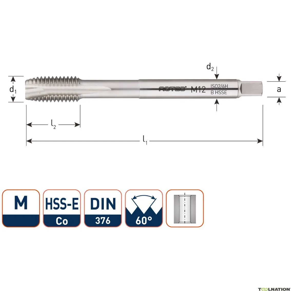 Rotec 321.1400B HSS-E OPTI-LINE rubinetto per macchina DL DIN 376B M14x2,0